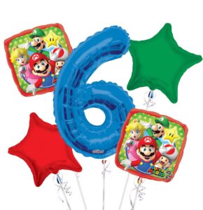 Super Mario Happy Birthday Foil Balloon Bouquet 5 pc