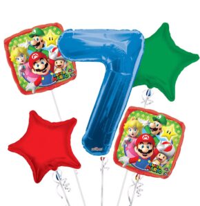 Super Mario Happy Birthday Foil Balloon Bouquet 5 pc