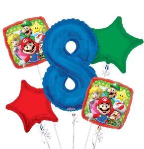 Super Mario Happy Birthday Foil Balloon Bouquet 5 pc