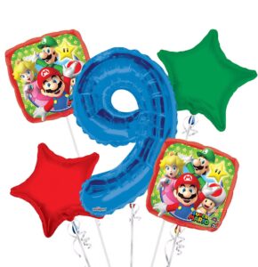 Super Mario Happy Birthday Foil Balloon Bouquet 5 pc