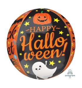 Halloween Smiley Pumpkin Trio Cat and Candy Halloween Foil Balloon Arrangement