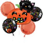Halloween Night Cat and Candy Pumpkin Happy Halloween Mylar Balloon Bouquet – Viva Party