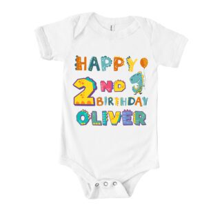 Personalized Happy Birthday Cute Dinosaur Shirt - Adorable Custom Baby Tee for Kids T-Shirt – Viva Party