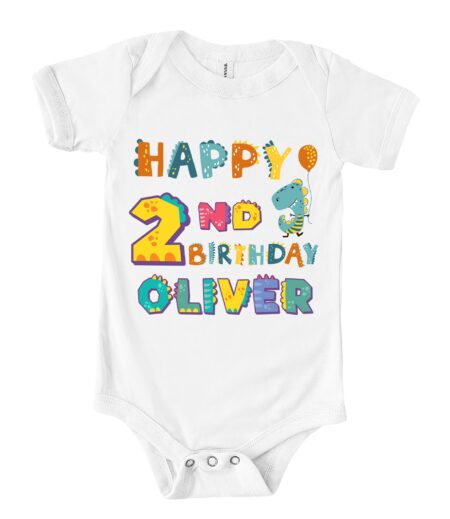 Personalized Happy Birthday Cute Dinosaur Shirt - Adorable Custom Baby Tee for Kids T-Shirt – Viva Party