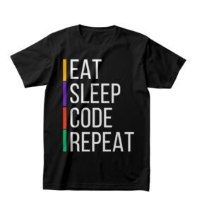 Eat-Sleep-Code-Repeat T-Shirt - Funny Programmer Graphic Tee for Men, Women, and Teens - Comfortable, Stylish, Perfect Gift Idea – Viva Party