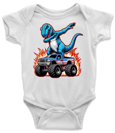 Blue Dabbing T-Rex on Monster Truck T-Shirt ? Fun Graphic Tee, Unisex, Perfect Gift for Kids and Adults, Vibrant Colors, Casual Wear