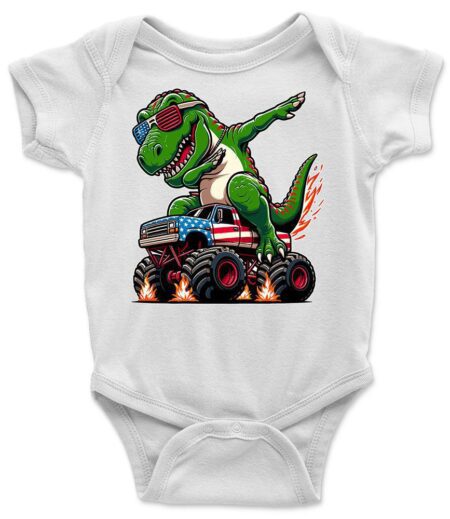 Green Dabbing T-Rex T-Shirt on Monster Truck ? Fun and Vibrant Graphic Tee, Unisex, Perfect Gift for Kids and Adults, Cool Design, Casual Wear