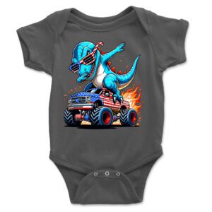Blue Dabbing T-Rex on American Monster Truck T-Shirt ? Fun Graphic Tee, Unisex, Perfect Gift for Kids and Adults, Vibrant Design, Casual Wear