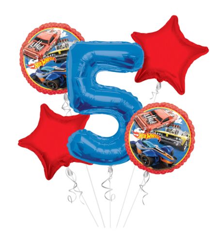 Hot Wheels Balloon Bouquet - 5 Pack for Birthday Celebrations – Viva Party