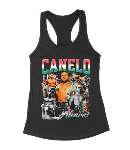 Canelo ?lvarez Image Collage T-Shirt - Iconic Boxing Legend Art Women's Racerback Tank Top – Viva Party