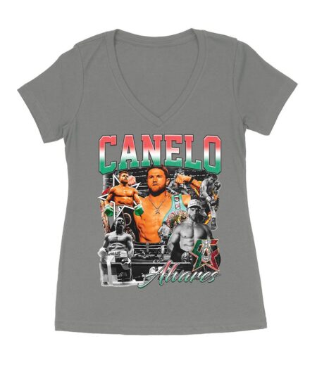 Canelo ?lvarez Image Collage T-Shirt - Iconic Boxing Legend Art Women's Ideal V-Neck – Viva Party