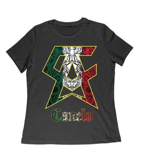 Canelo Alvarez Boxing T-Shirt - Mexican Colors C and A Design for Canelo Lovers Women Relaxed – Viva Party
