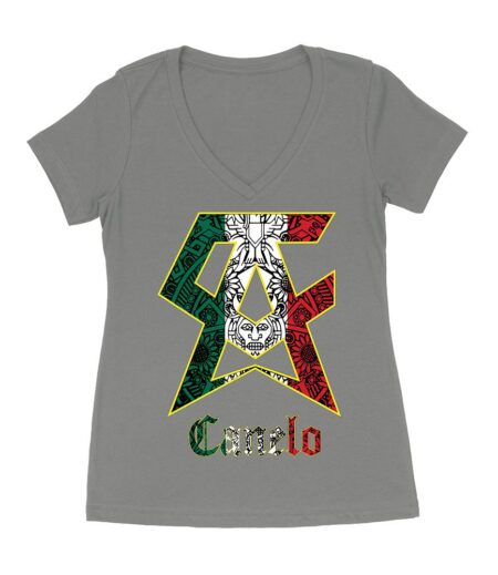 Canelo Alvarez Boxing T-Shirt - Mexican Colors C and A Design for Canelo Lovers Women's Ideal V-Neck – Viva Party