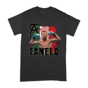 Canelo Alvarez Power T-Shirt - Iconic Image with Mexican Flag Background Unisex Adult – Viva Party