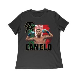 Canelo Alvarez Power T-Shirt - Iconic Image with Mexican Flag Background Women Relaxed – Viva Party
