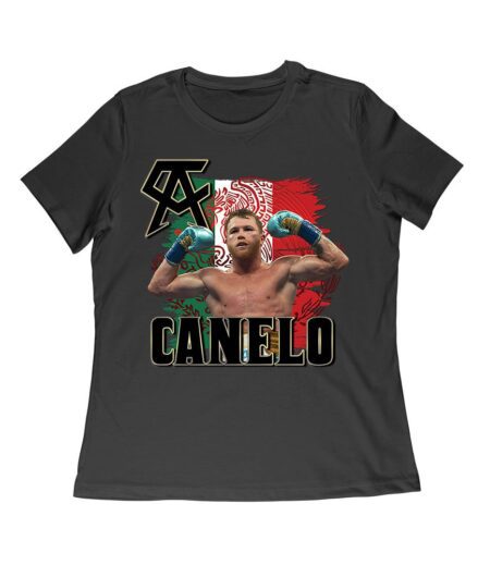 Canelo Alvarez Power T-Shirt - Iconic Image with Mexican Flag Background Women Relaxed – Viva Party