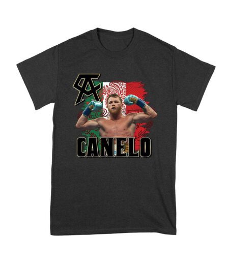 Canelo Alvarez Power T-Shirt - Iconic Image with Mexican Flag Background Unisex Youth – Viva Party