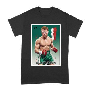 Canelo Alvarez Loteria T-Shirt - Cartoon Style with Mexican Flag Background Unisex Adult – Viva Party