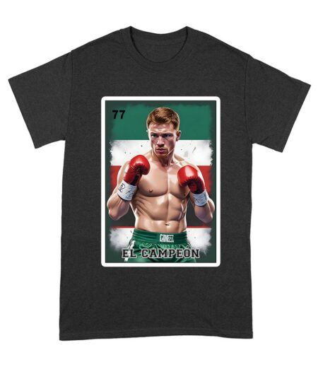 Canelo Alvarez Loteria T-Shirt - Retro Cartoon Style with Mexican Flag Colors Unisex Adult – Viva Party