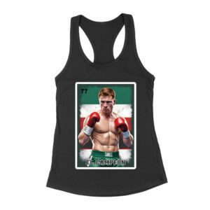 Canelo Alvarez Loteria T-Shirt - Retro Cartoon Style with Mexican Flag Colors Women's Racerback Tank Top – Viva Party
