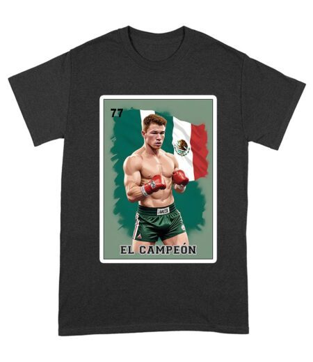 Canelo Alvarez Card T-Shirt - Bold Retro Cartoon with Mexican Flag Colors Unisex Adult – Viva Party