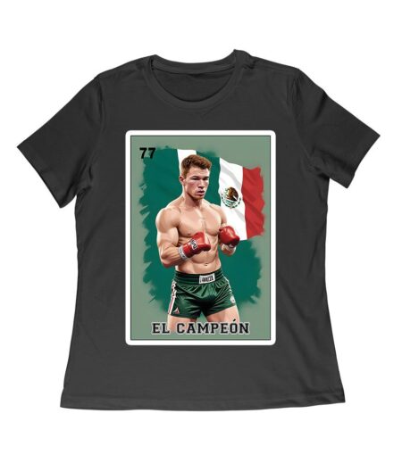 Canelo Alvarez Card T-Shirt - Bold Retro Cartoon with Mexican Flag Colors Women Relaxed – Viva Party