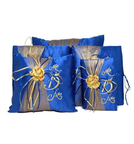 Royal Blue and Gold Pillow Set