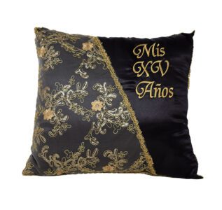 5 Pc Black and Gold Quinceanera Pillow Set