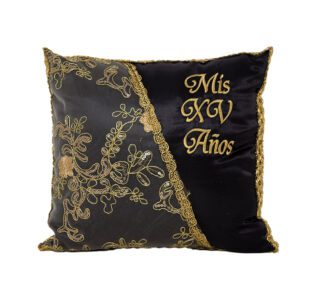 5 Pc Black and Gold Quinceanera Pillow Set