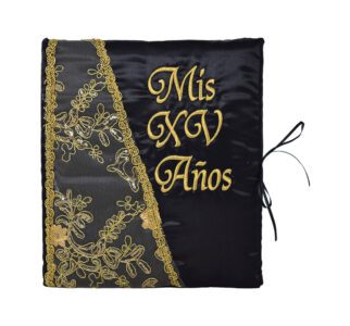 5 Pc Black and Gold Quinceanera Pillow Set