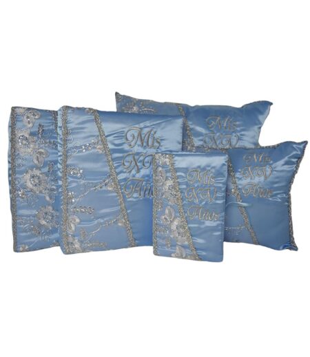 5 Pc Light Blue and Silver Mis 15 Anos Quinceañera Set Embroidered – Viva Party