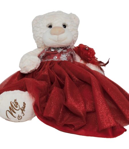 Last Quince Bear Tulle Skirt, Burgundy Color Quinceanera Teddy Bear, Mis Quince 15 Anos – Viva Party