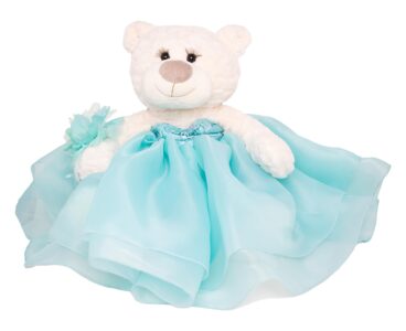 Last Quince Bear Tulle Skirt, Aqua Color Quinceanera Teddy Bear, Mis Quince 15 Anos