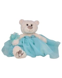 Last Quince Bear Tulle Skirt, Aqua Color Quinceanera Teddy Bear, Mis Quince 15 Anos