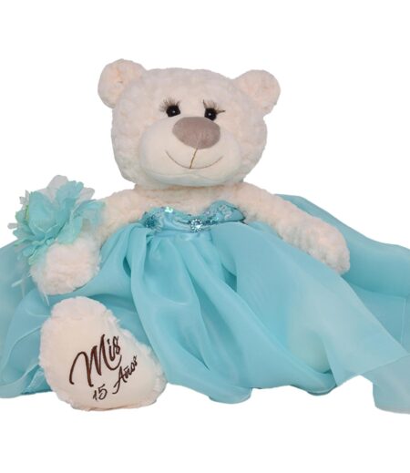 Last Quince Bear Tulle Skirt, Aqua Color Quinceanera Teddy Bear, Mis Quince 15 Anos – Viva Party