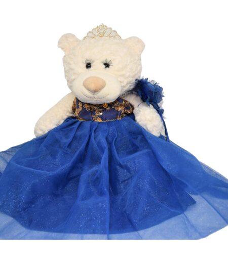 Last Quince Bear Tulle Skirt, Royal Blue Color Quinceanera Teddy Bear, Mis Quince 15 Anos