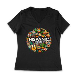 Hispanic Month T-Shirt - Vibrant Cultural Icons Design Women Jersey V-Neck – Viva Party