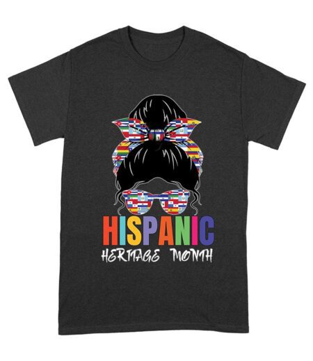 Hispanic Heritage Month Girl Face with Sunglasses & Scarf Featuring Country Flags Unisex Adult – Viva Party