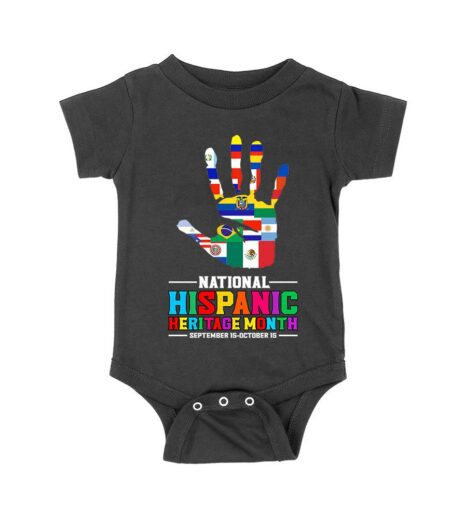 Celebrate National Hispanic Heritage Month: Hand with Country Flags T-Shirt Unisex Baby Jersey – Viva Party