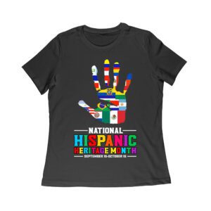 Celebrate National Hispanic Heritage Month: Hand with Country Flags T-Shirt Women Relaxed – Viva Party