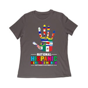 Celebrate National Hispanic Heritage Month: Hand with Country Flags T-Shirt Women Relaxed