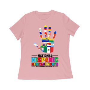 Celebrate National Hispanic Heritage Month: Hand with Country Flags T-Shirt Women Relaxed