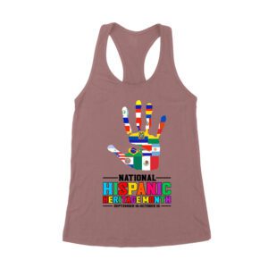 Celebrate National Hispanic Heritage Month: Hand with Country Flags T-Shirt Women's Racerback Tank Top