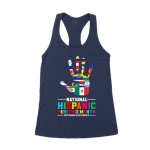 Celebrate National Hispanic Heritage Month: Hand with Country Flags T-Shirt Women's Racerback Tank Top