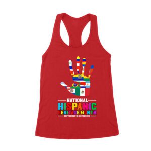 Celebrate National Hispanic Heritage Month: Hand with Country Flags T-Shirt Women's Racerback Tank Top