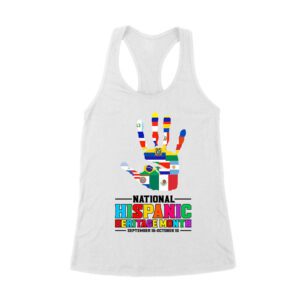 Celebrate National Hispanic Heritage Month: Hand with Country Flags T-Shirt Women's Racerback Tank Top