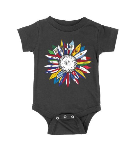 Vibrant Hispanic Heritage Month T-Shirt: Flower Design with Country Flags Unisex Baby Jersey – Viva Party