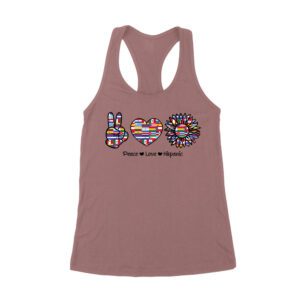 Empowering Hispanic Heritage Month T-Shirt: Peace Love Hispanic Design Women's Racerback Tank Top