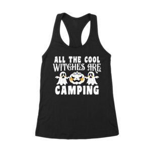 All the Cool Witches are Camping - Fun Halloween Witch T-Shirt Women's Racerback Tank Top – Viva Party