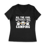 All the Cool Witches are Camping - Fun Halloween Witch T-Shirt Women Jersey V-Neck – Viva Party
